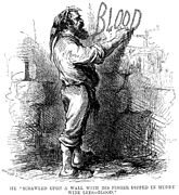 Ein Jakobiner schreibt das Wort „Blut“ an die Wand. Illustration von John McLenan (1859).