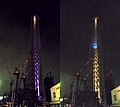 Kule 448 metre iken ilk ışıklandırma testi (13 Ekim 2010)