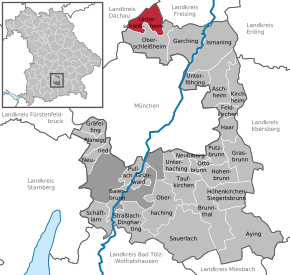 Poziția Unterschleißheim pe harta districtului München