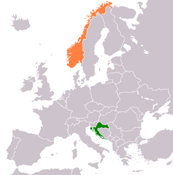 Haritada gösterilen yerlerde Croatia ve Norway