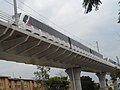 Metrópolis 9000 trains parked near the Arcos de Zapopan station