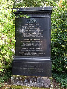Isaak Iselin-Sarasin (1851–1930) Jurist, Regierungsrat, Nationalrat, Grab auf dem Friedhof Wolfgottesacker, Basel