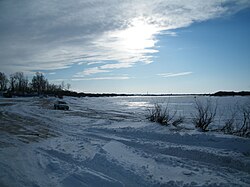 A wintery Tunguska River near Nikolaevka village.