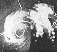 Radar image of Hurricane Audrey prior to landfall