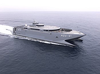 De HSV-X1 Joint Venture, een hogesnelheidscatamaran die ingezet werd door het Amerikaanse leger en later de marine.