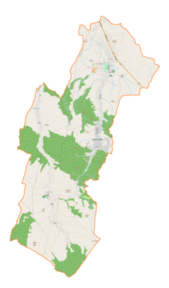 Mapa konturowa gminy Iwonicz-Zdrój, w centrum znajduje się punkt z opisem „Iwonicz-Zdrój”