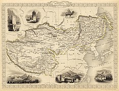 1851 map of Tibet, Mongolia and Manchuria by John Tallis