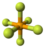 Molecuulmodel van seleenhexafluoride