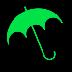 A green umbrella on a black background