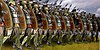 Traditional Greek phalanx with spears and large shields