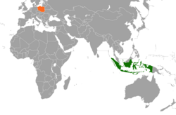Map indicating locations of Indonesia and Poland