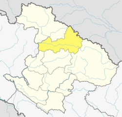 Location of Mugu District (dark yellow) in Karnali