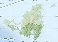Physical location map of the southern part of the island