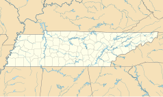 Mapa konturowa Tennessee, po lewej znajduje się punkt z opisem „Medina”