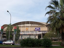 Een van de sporthallen waar de finales werd gespeeld. (Palau Blaugrana, Barcelona)