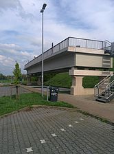 Het zelfde viaduct (bouwkundig monument) na de verplaatsing naar de Raststätte Vellern aan de A2