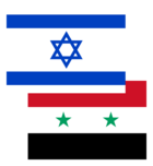 De Israëlische (boven) en Syrische (onder) vlag.