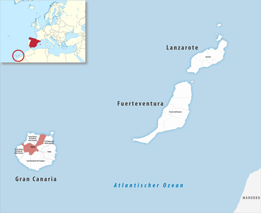 Die Lage des Gerichtsbezirk Arucas in der Provinz Las Palmas