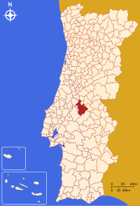 Abrantes belediyesini gösteren Portekiz haritası