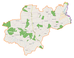 Mapa konturowa gminy Mircze, w centrum znajduje się punkt z opisem „Mircze”