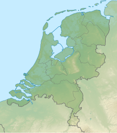 Mapa konturowa Holandii, blisko centrum u góry znajduje się owalna plamka nieco zaostrzona i wystająca na lewo w swoim dolnym rogu z opisem „Markermeer”