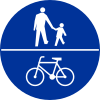 C-13/16 sign indicating compulsory track for pedestrians and bicycles