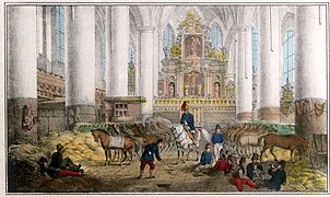 I 32 Die St. Petri Kirche in Hamburg als Pferdestall 1814