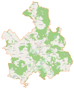 Mapa konturowa gminy Połczyn-Zdrój, blisko górnej krawiędzi znajduje się punkt z opisem „Tychówko”