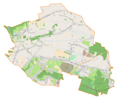 Mapa konturowa gminy Psary, u góry nieco na prawo znajduje się punkt z opisem „Dąbie”