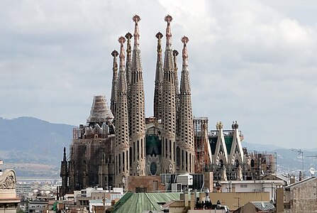 Sagrada Família basilica in Barcelona by Antoni Gaudí (1883–)