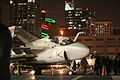 San Diego skyline from deck of USS Midway at night