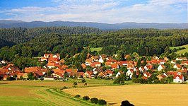 Uitzicht op Waake en het Harz gebergte