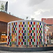 Sculpture De la rotonda a la fuente ("From the roundabout to the fountain") by Daniel Buren at valet parking area, ground floor