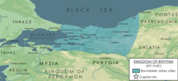 Kingdom of Bithynia at its peak during the late reign of Prusias I (182 BC).