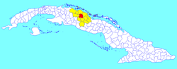 Cifuentes municipality (red) within Villa Clara Province (yellow) and Cuba