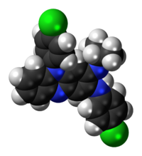 Space-filling model of the clofazimine molecule