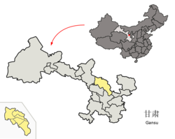 Location of Baiyin Prefecture within Gansu