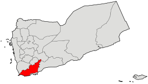 Harta guvernoratului Lahij în cadrul Yemenului