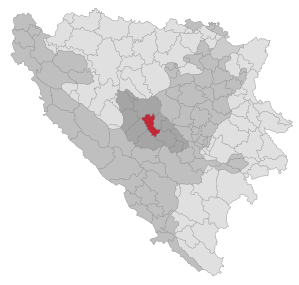 Lage der Gemeinde Novi Travnik in Bosnien und Herzegowina (anklickbare Karte)