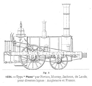 A Planet-type locomotive built in 1834 by Fenton, Murray and Jackson of Leeds.