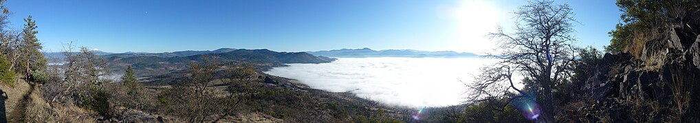 An inversion-created fog layer in the Rogue Valley