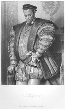 Philipp II., Stahlstich von Raab nach Vorlage von Arthur von Ramberg