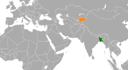 Map indicating locations of Bangladesh and Kyrgyzstan