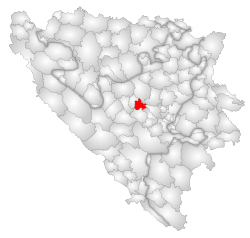 Location of Busovača within Bosnia and Herzegovina.