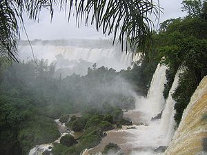 The Iguazu Falls, on the border between Argentina and Brazil.