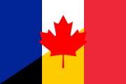 A mixed national flag of France, Canada and Belgium, representing French