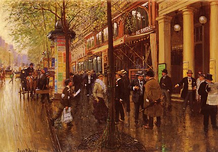 The Grand Boulevards, exit of the Theatre des Varietes by Jean Béraud (between 1875 and 1890’s)