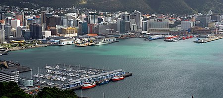 view of harbour and wharves.