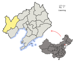Location of Chaoyang City jurisdiction in Liaoning