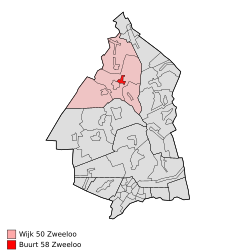 Lage von Zweeloo in der Gemeinde Coevorden